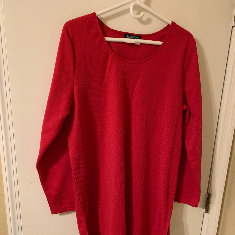 Beautiful Red,  Ulla Popkin, Pull over Tunic length, Size 12/14